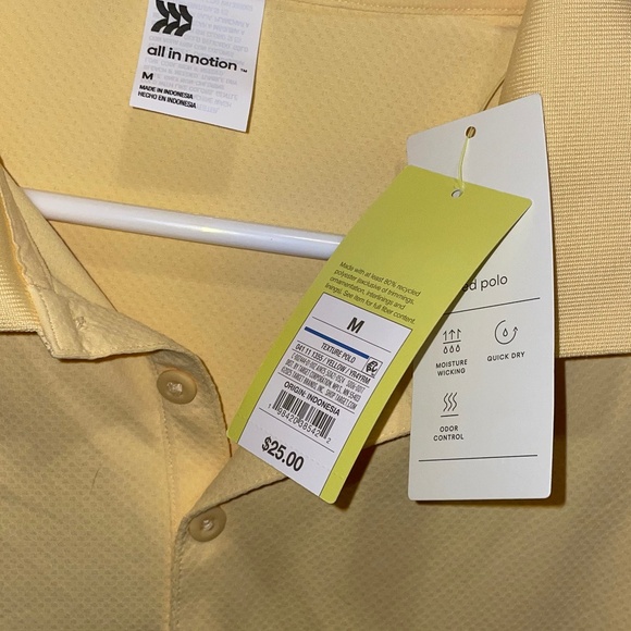 Polo All in Motion Men’s Size medium yellow NWT - Picture 5 of 6
